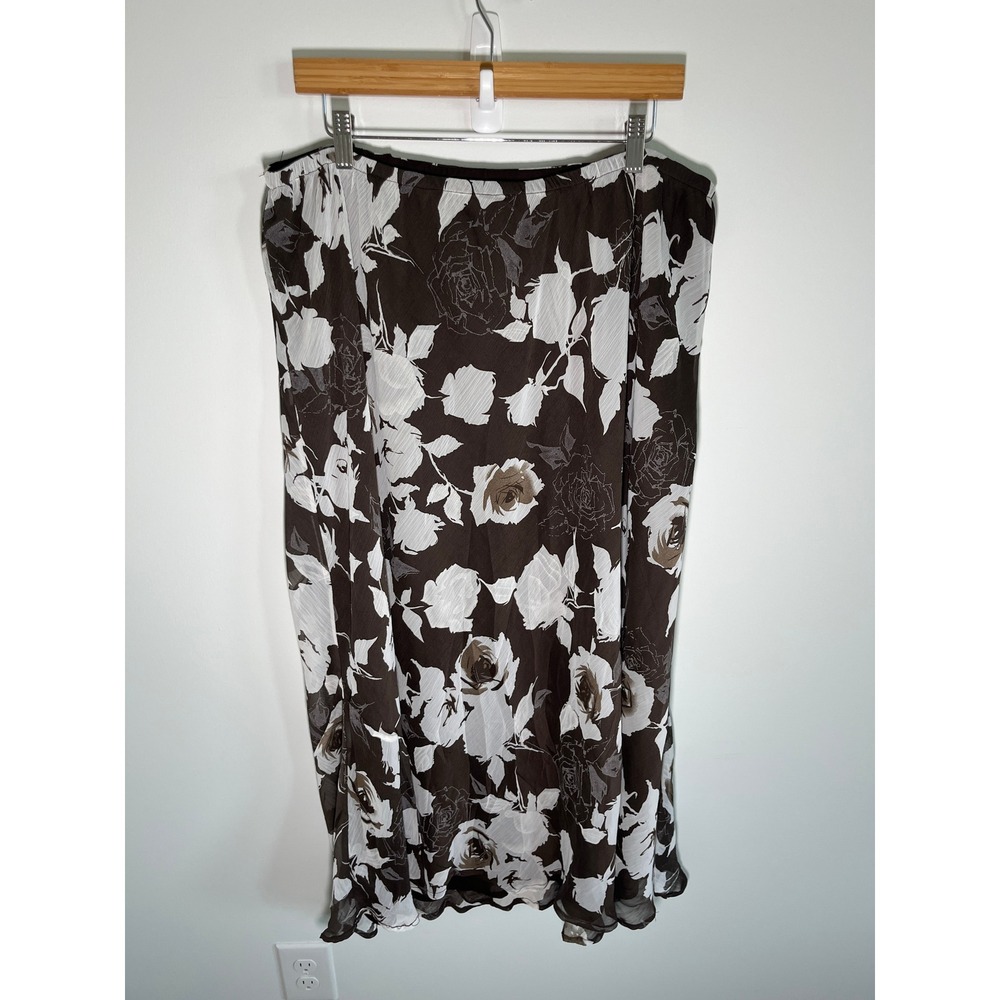 Forest Fairy Boho Cottage Womens Maxi Skirt 18 Brown Floral Festival